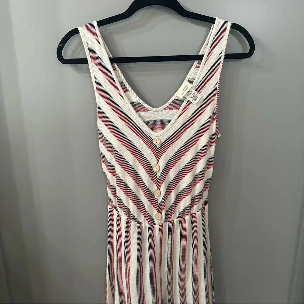 Caution To The Wind Striped Jumpsuit - Red, White, Blue